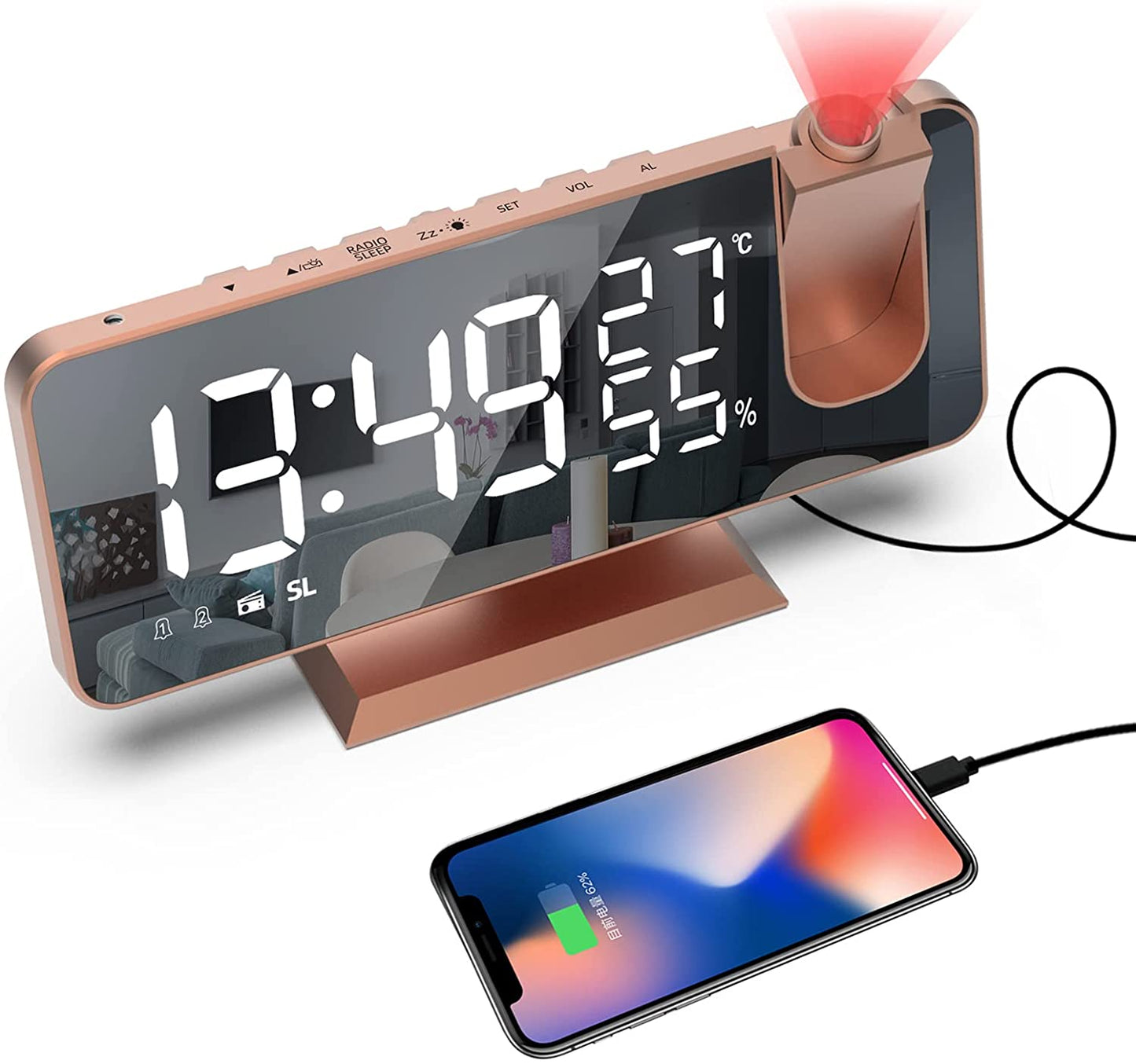 LED Projection Digital Alarm Clock