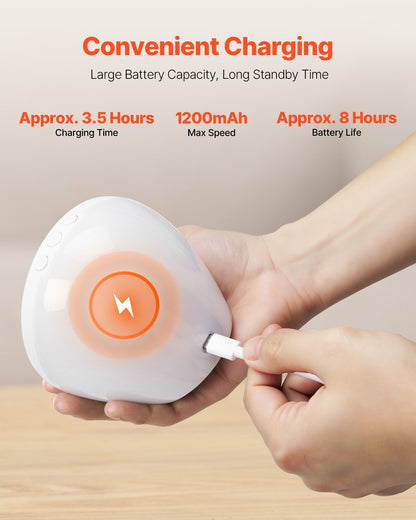 Charging the white noise machine by USB: about 3.5 hours to charge, about 8 hours of use