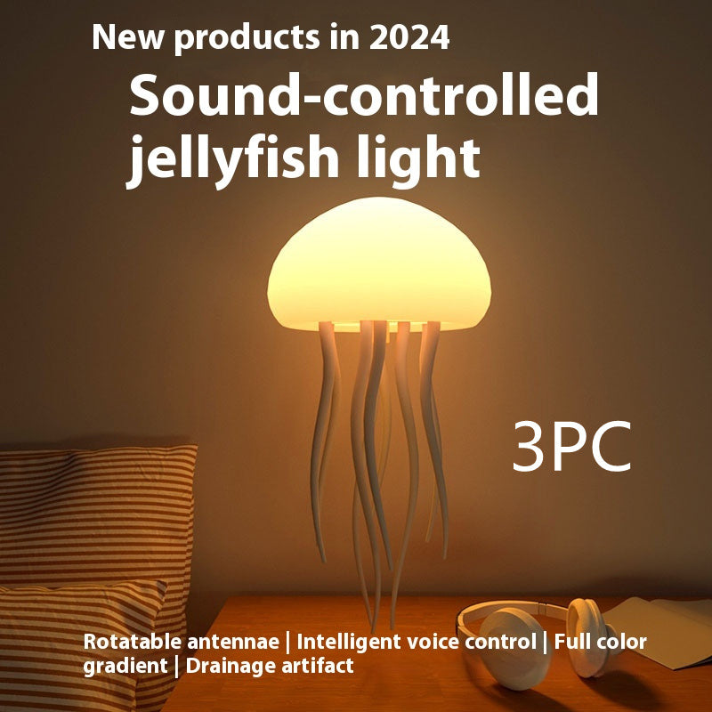 Portable Voice-Controlled LED Jellyfish Night Light