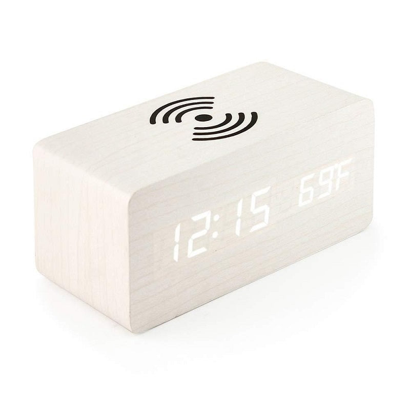 Multifunctional Wooden LED Alarm Clock