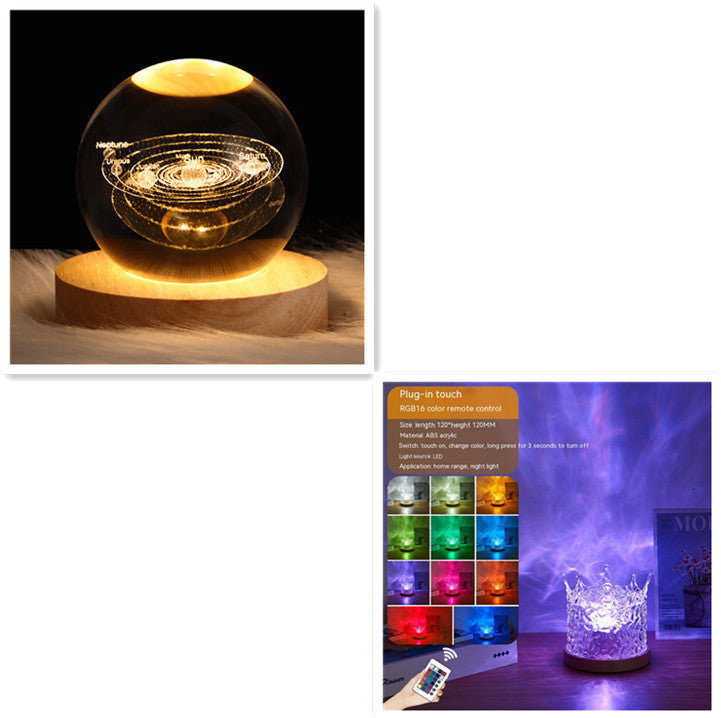 RGB Water Ripple Crystal Night Light