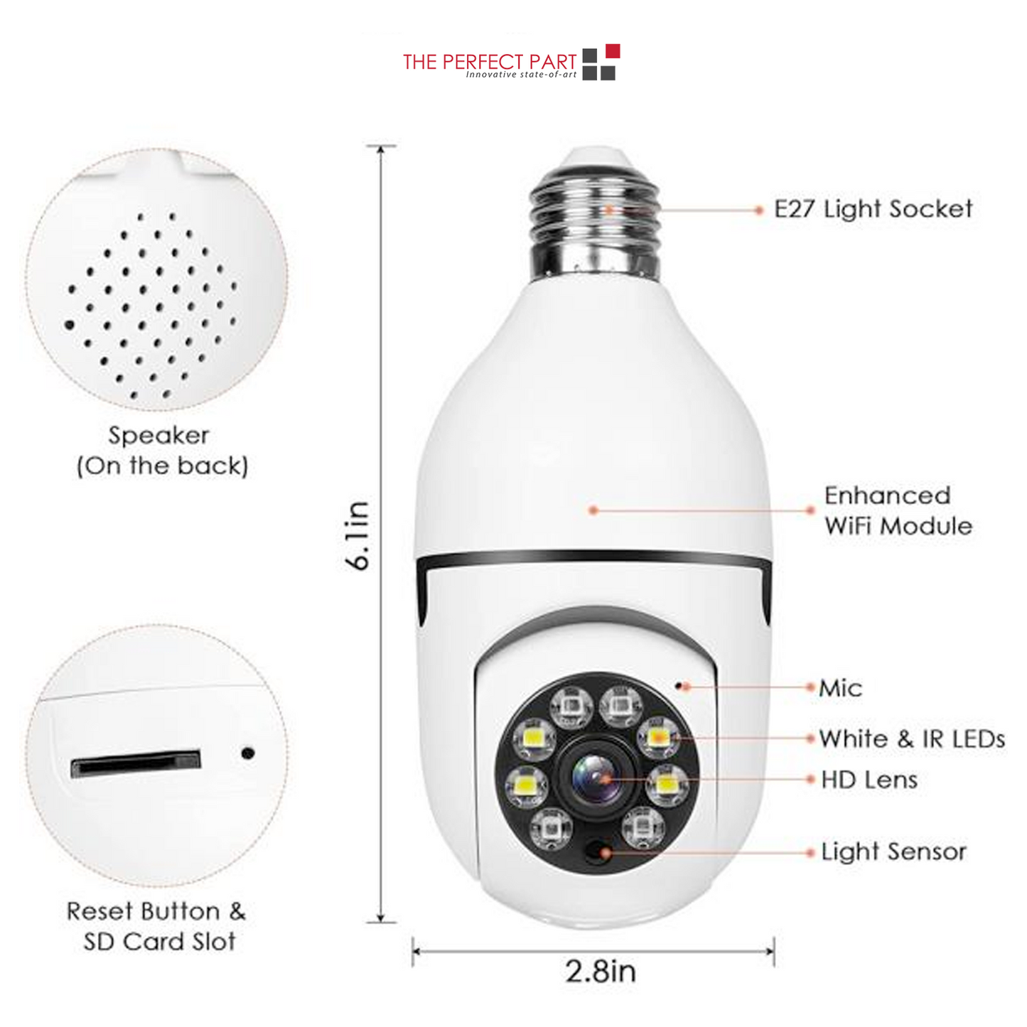 360° 1080P E27 Wi-Fi Bulb Camera