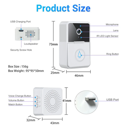 Wireless Smart Wi-Fi Video Doorbell