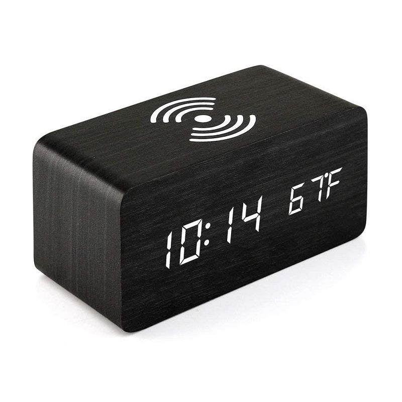 Multifunctional Wooden LED Alarm Clock