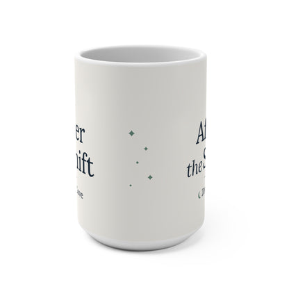 Side of the mug opposite the handle, with small printed stars