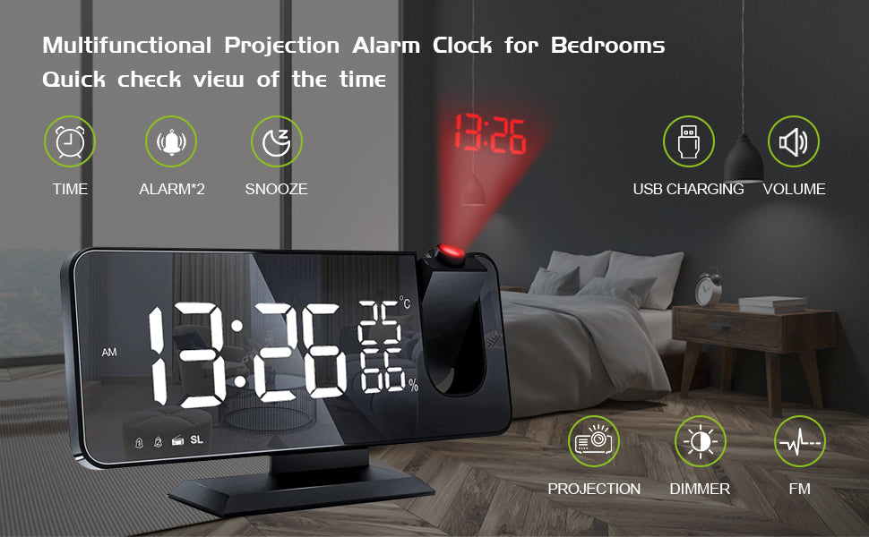 LED Projection Digital Alarm Clock