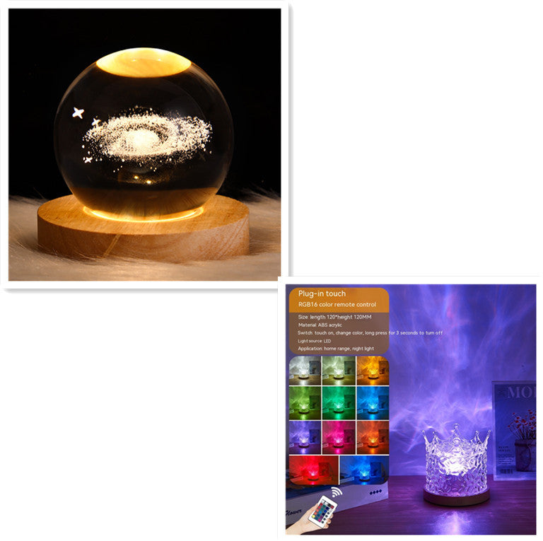 RGB Water Ripple Crystal Night Light