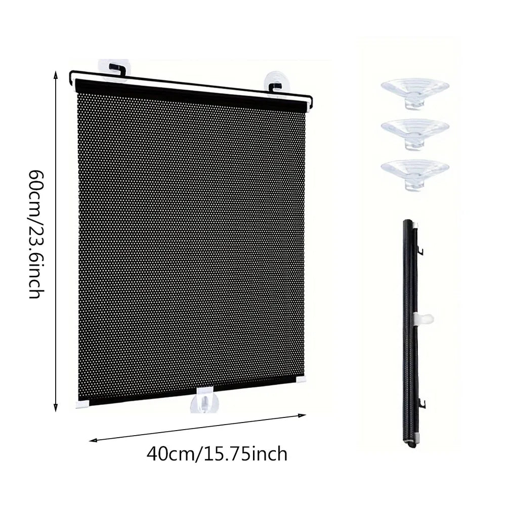 The window shade, 15.75 × 23.6 in, with its three suction cups