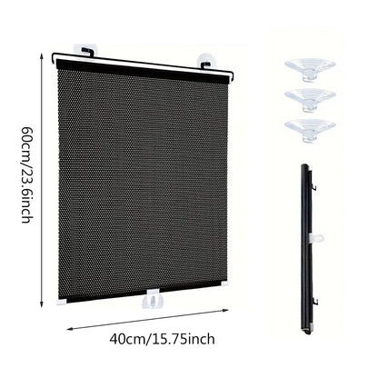 The window shade, 15.75 × 23.6 in, with its three suction cups