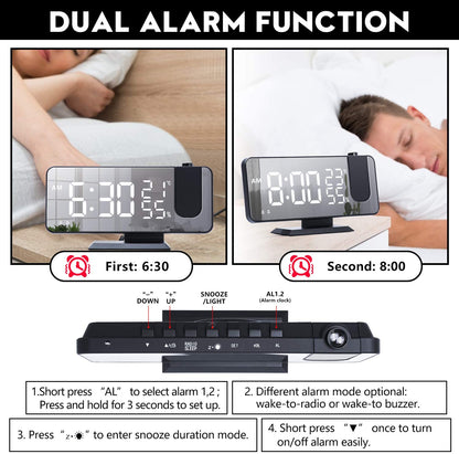 LED Projection Digital Alarm Clock