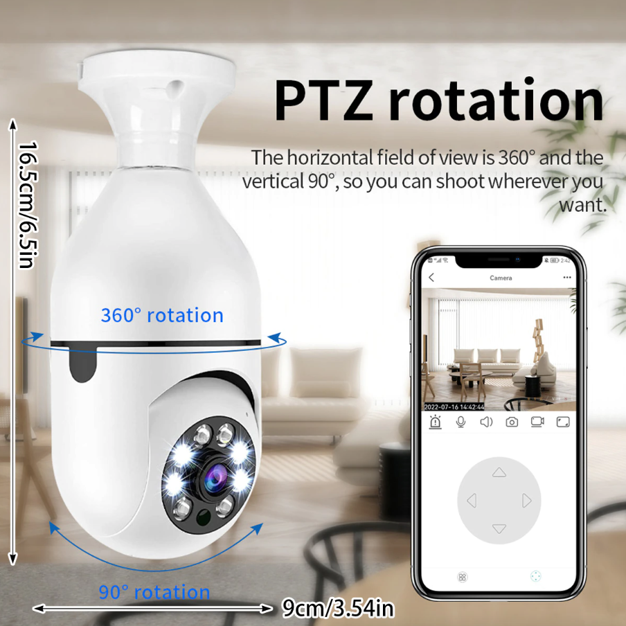 360° 1080P E27 Wi-Fi Bulb Camera