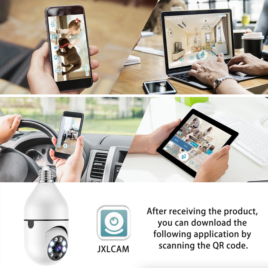 360° 1080P E27 Wi-Fi Bulb Camera